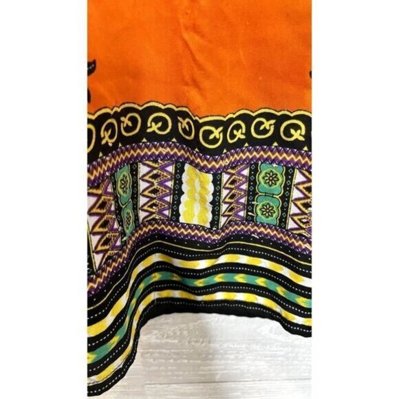True Rock Women's Orange African Dashiki Dress Shirt/V neck Tunic Top - Picture 9 of 11